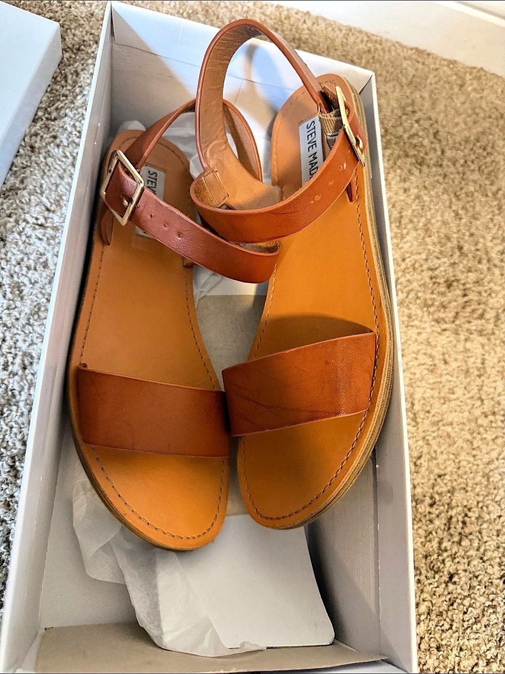 Steve Madden Zone Cognac Women's Brown Sandals US 7 Like New
